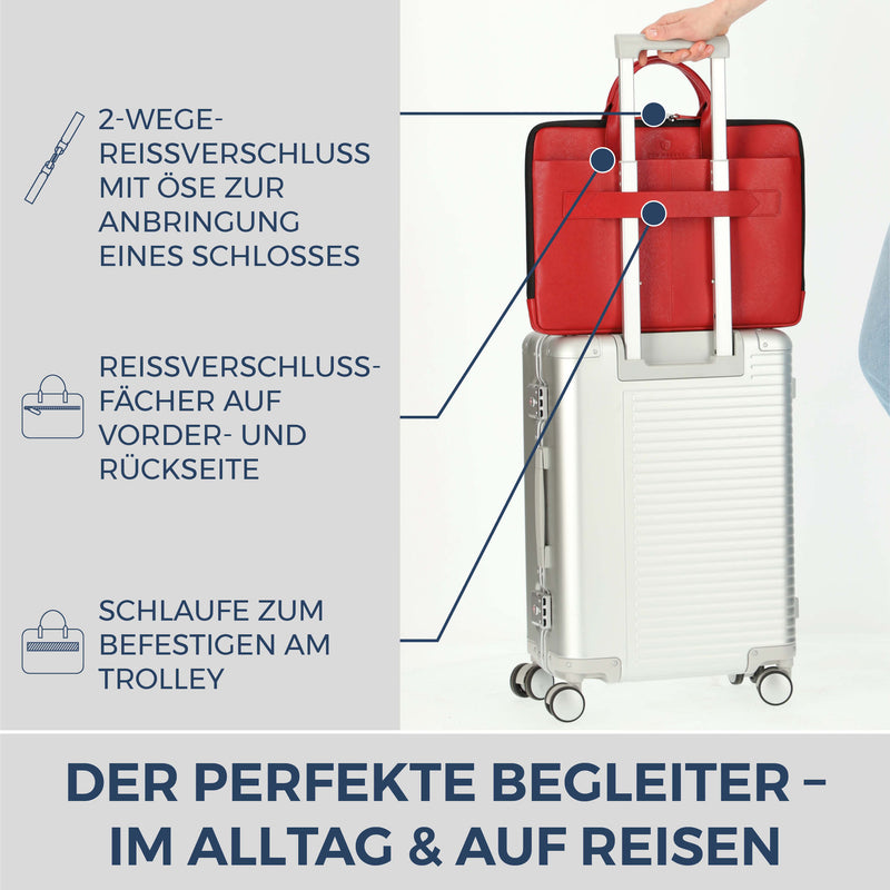 Laptoptasche mit Trolley-Schlaufe (Saffiano)