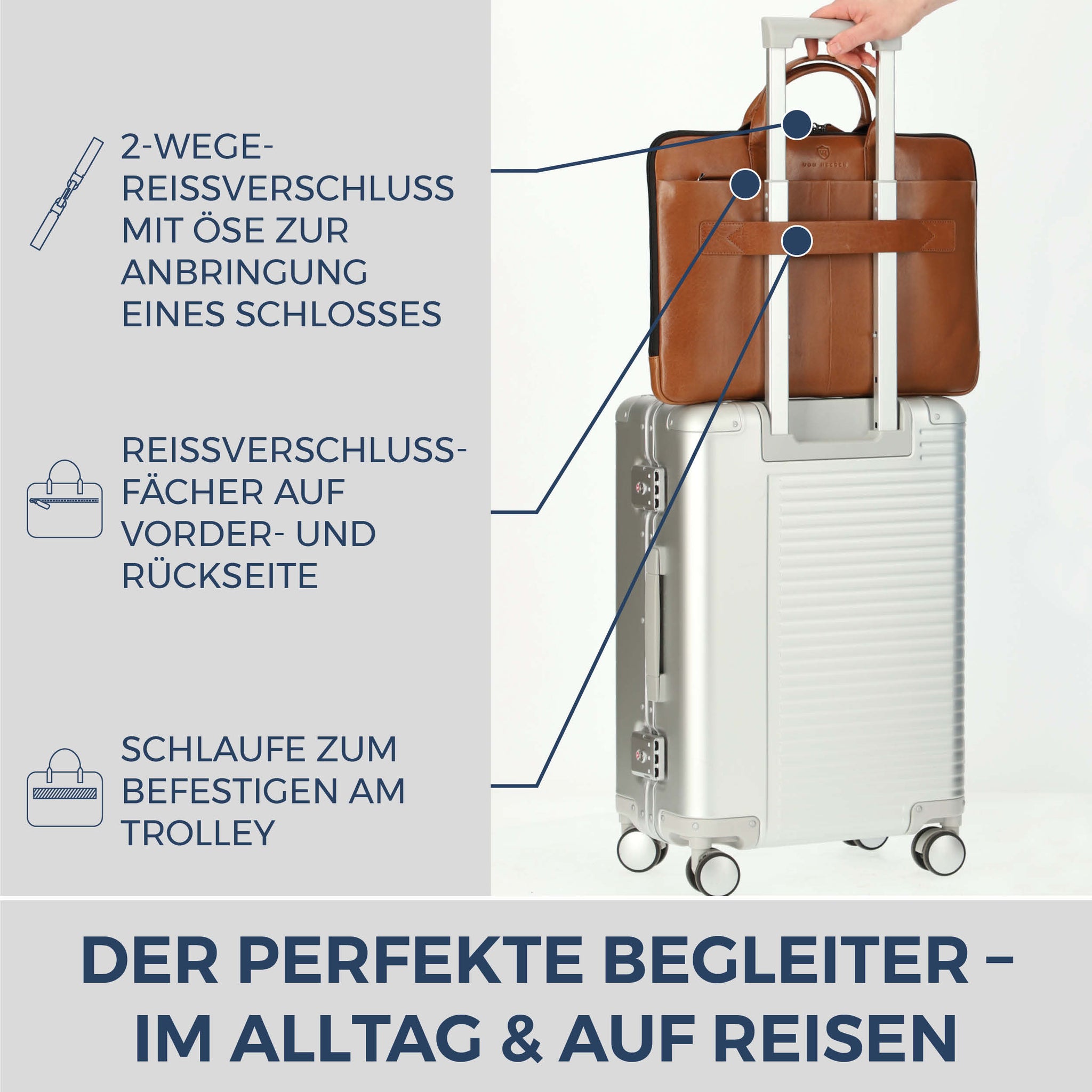 Laptoptasche mit Trolley-Schlaufe (Glatt)