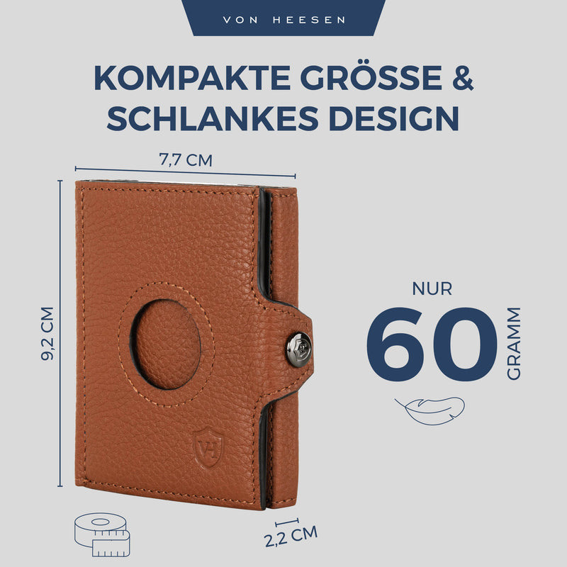 Airtag Slim Wallet mit RFID-Schutz, 5 Kartenfächer und Mini-Münzfach