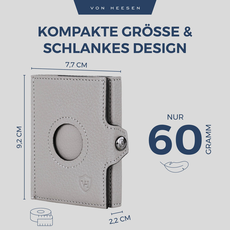 Airtag Slim Wallet mit RFID-Schutz, 5 Kartenfächer und Mini-Münzfach