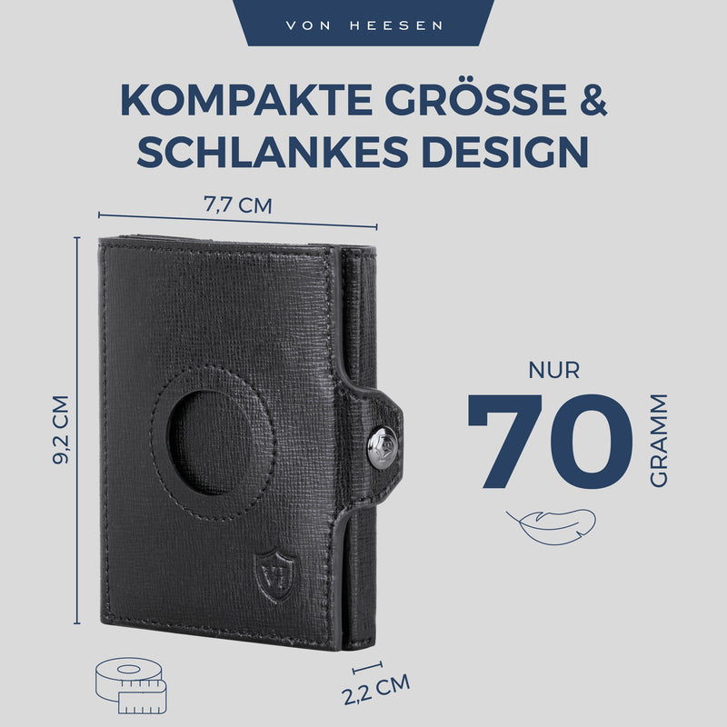 Airtag Slim Wallet mit RFID-Schutz, 5 Kartenfächer und Mini-Münzfach