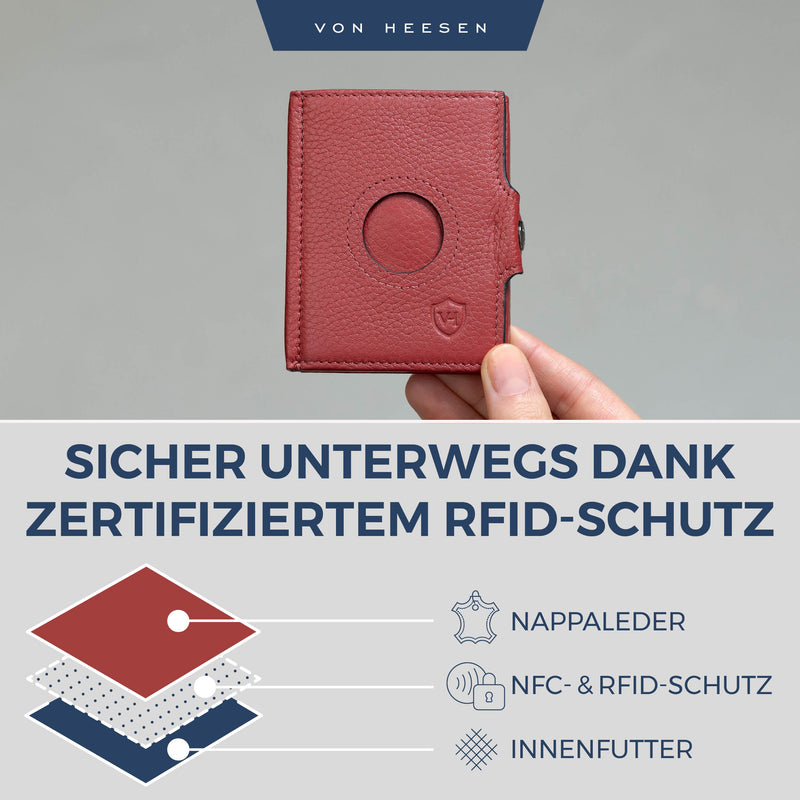 Airtag Slim Wallet mit RFID-Schutz, 5 Kartenfächer und Mini-Münzfach