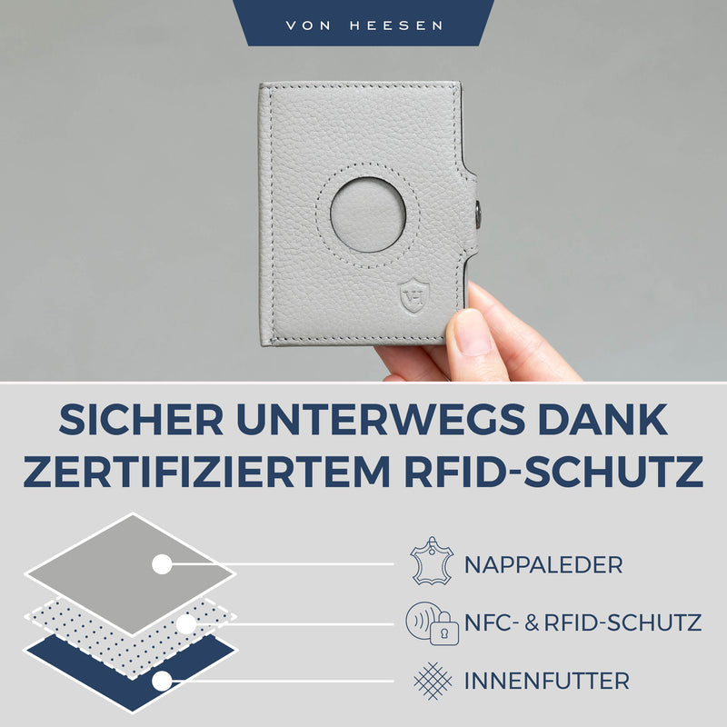 Airtag Slim Wallet mit RFID-Schutz, 5 Kartenfächer und Mini-Münzfach