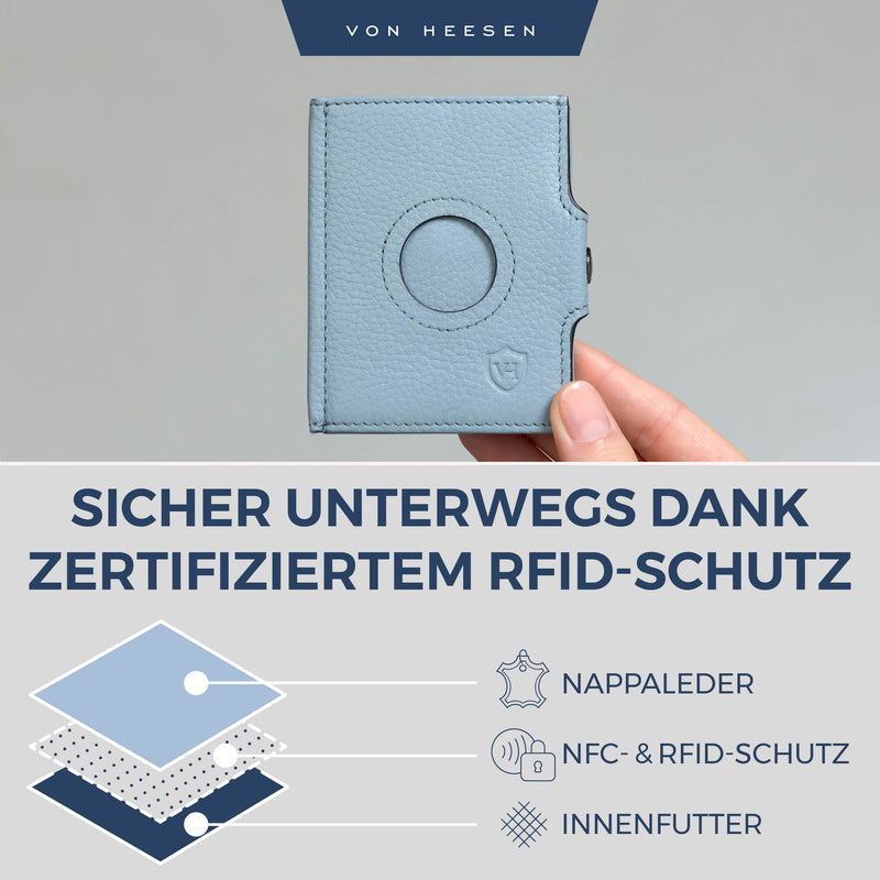 Airtag Slim Wallet mit RFID-Schutz, 5 Kartenfächer und Mini-Münzfach