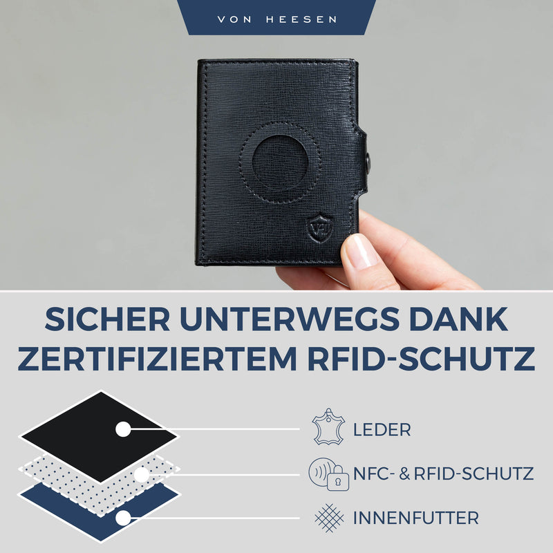Airtag Slim Wallet mit RFID-Schutz, 5 Kartenfächer und Mini-Münzfach