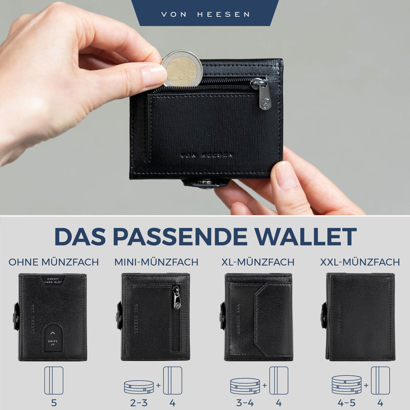 Airtag Slim Wallet mit RFID-Schutz, 5 Kartenfächer und Mini-Münzfach