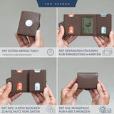 Airtag Slim Wallet mit RFID-Schutz, 5 Kartenfächer und XXL-Münzfach