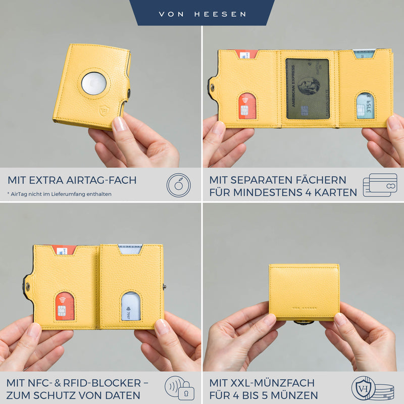 Airtag Slim Wallet mit RFID-Schutz, 5 Kartenfächer und XXL-Münzfach