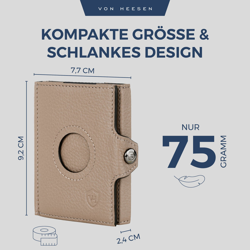 Airtag Slim Wallet mit RFID-Schutz, 5 Kartenfächer und XXL-Münzfach