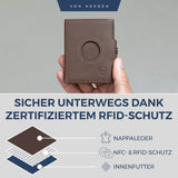 Airtag Slim Wallet mit RFID-Schutz, 5 Kartenfächer und XXL-Münzfach