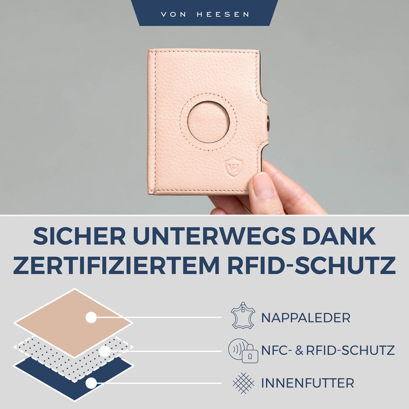 Airtag Slim Wallet mit RFID-Schutz, 5 Kartenfächer und XXL-Münzfach