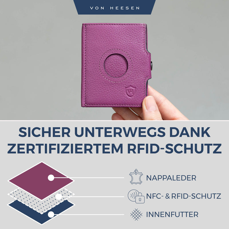 Airtag Slim Wallet mit RFID-Schutz, 5 Kartenfächer und XXL-Münzfach