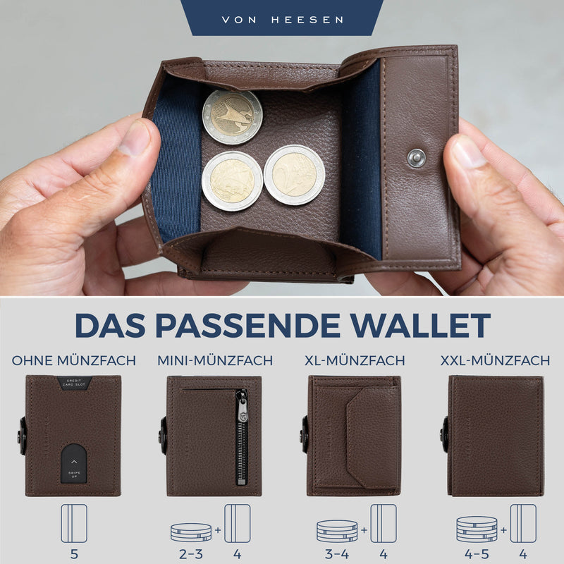 Airtag Slim Wallet mit RFID-Schutz, 5 Kartenfächer und XXL-Münzfach