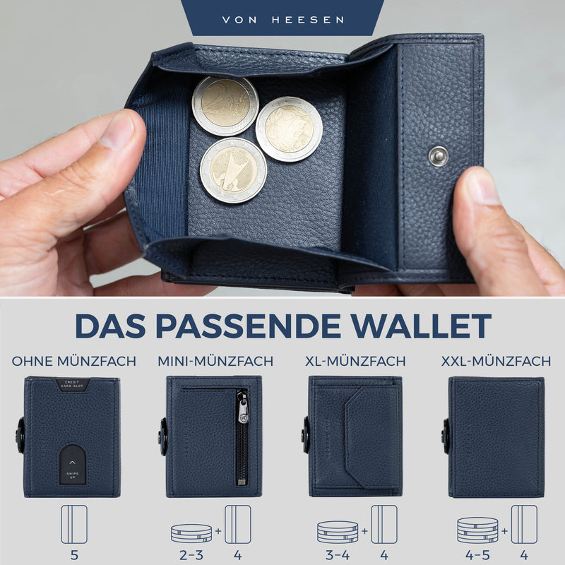 Airtag Slim Wallet mit RFID-Schutz, 5 Kartenfächer und XXL-Münzfach