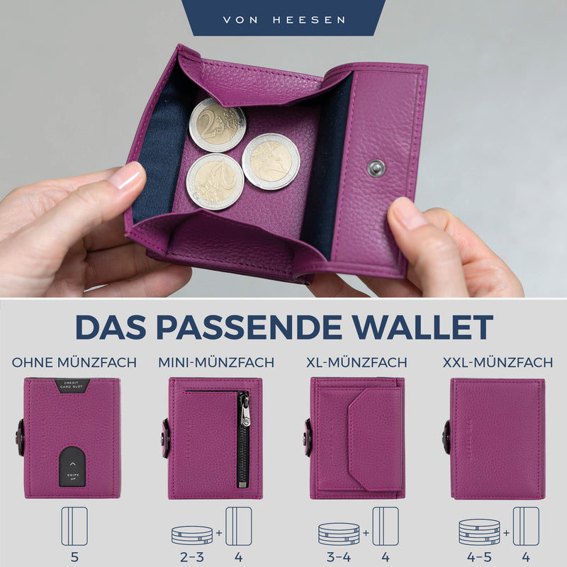 Airtag Slim Wallet mit RFID-Schutz, 5 Kartenfächer und XXL-Münzfach
