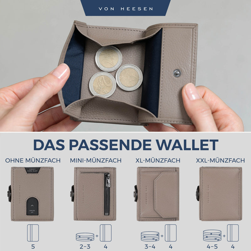 Airtag Slim Wallet mit RFID-Schutz, 5 Kartenfächer und XXL-Münzfach