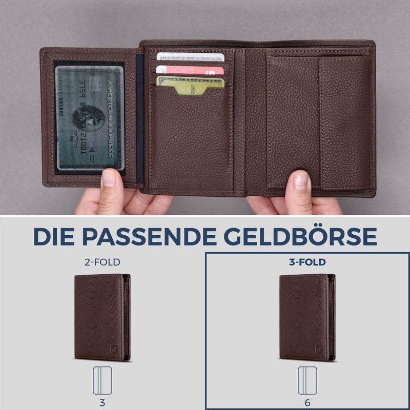 Geldbörse mit RFID-Schutz & 11 Kartenfächer (Genarbt)
