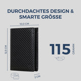 Geldbörse mit RFID-Schutz & 11 Kartenfächer (Carbon)
