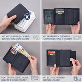 Geldbörse mit RFID-Schutz & 11 Kartenfächer (Genarbt)