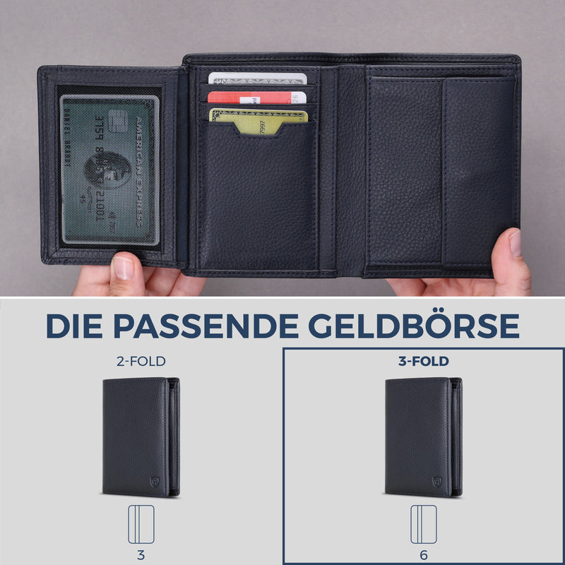 Geldbörse mit RFID-Schutz & 11 Kartenfächer (Genarbt)