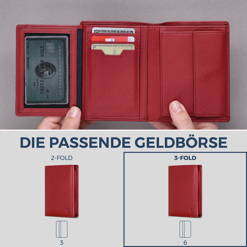 Geldbörse mit RFID-Schutz & 11 Kartenfächer (Genarbt)