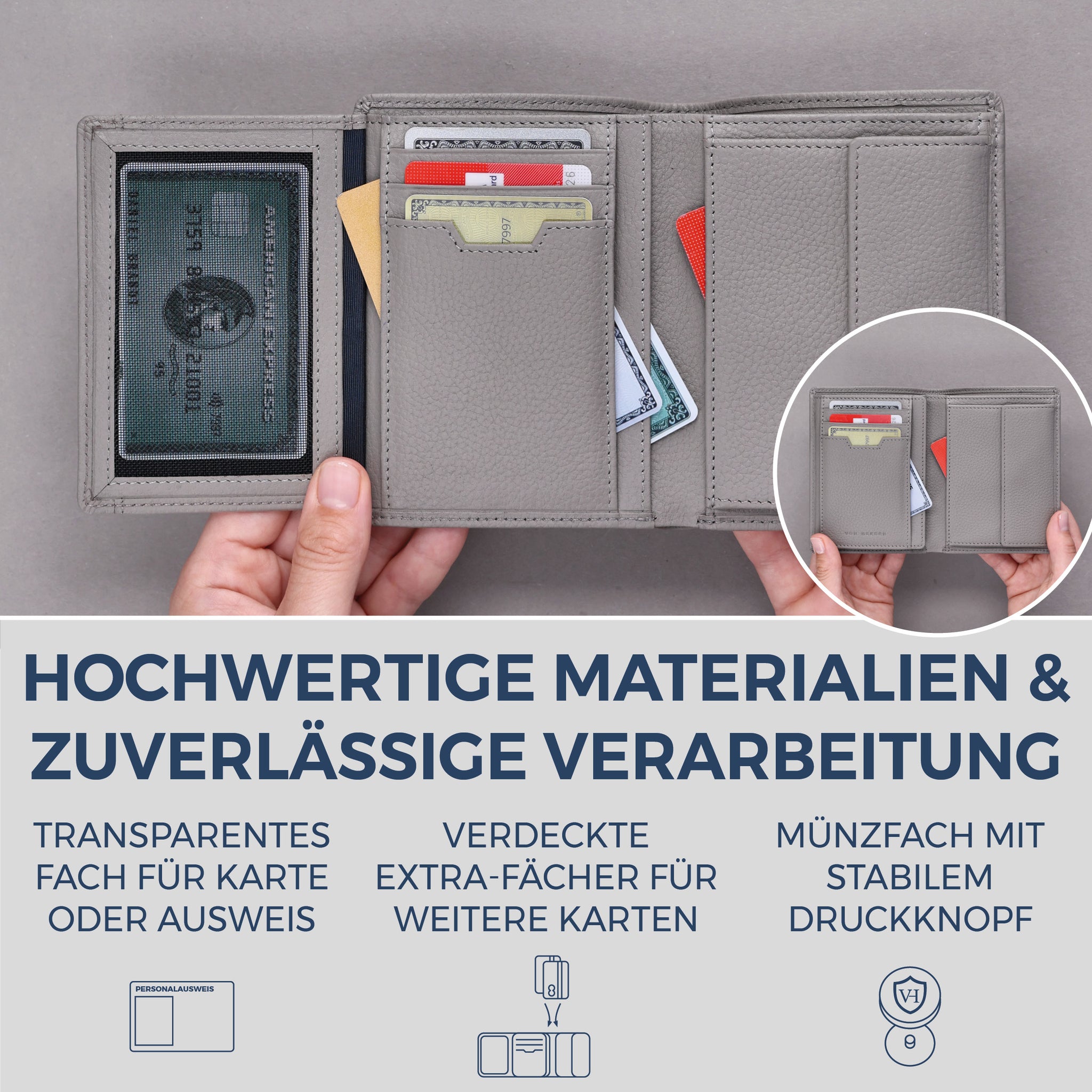 Geldbörse mit RFID-Schutz & 11 Kartenfächer (Genarbt)