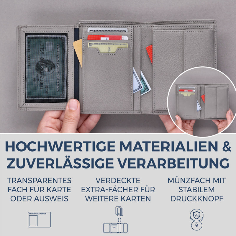 Geldbörse mit RFID-Schutz & 11 Kartenfächer (Genarbt)