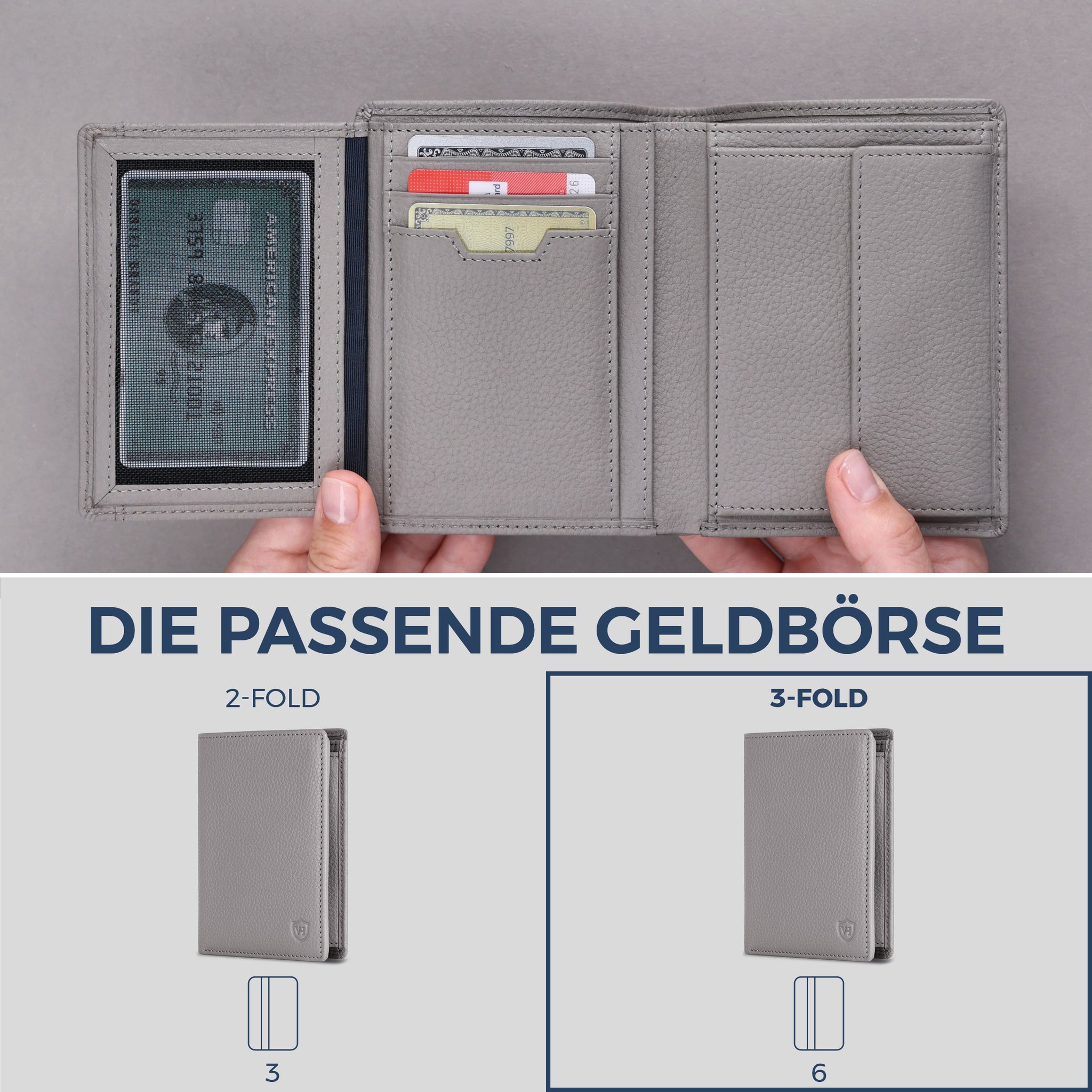 Geldbörse mit RFID-Schutz & 11 Kartenfächer (Genarbt)
