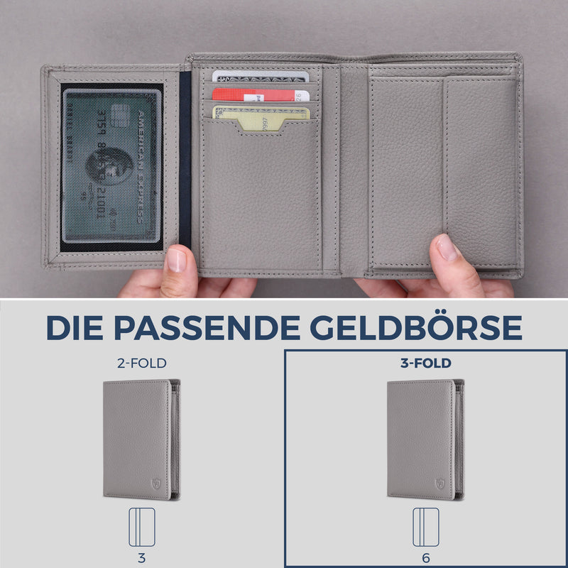 Geldbörse mit RFID-Schutz & 11 Kartenfächer (Genarbt)