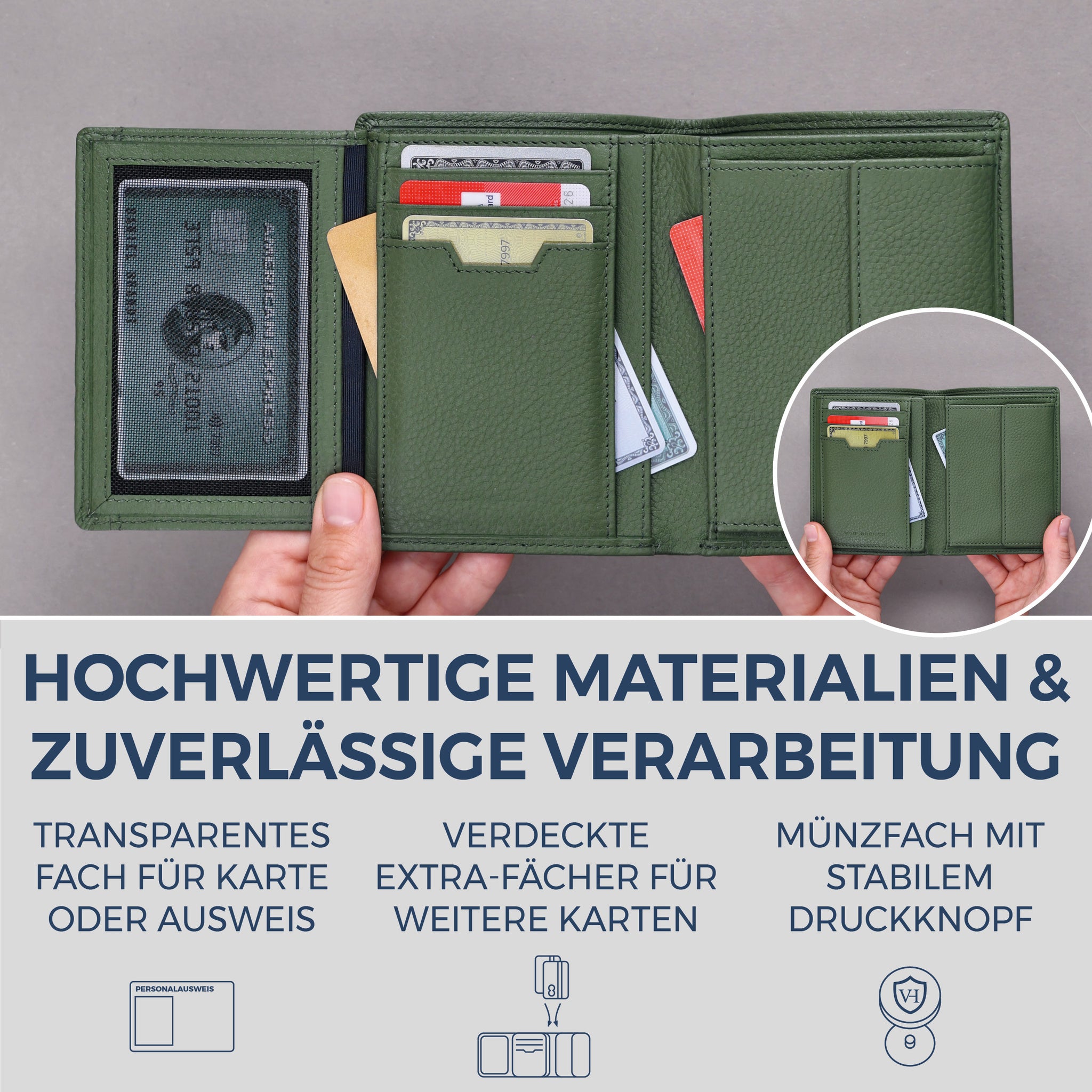 Geldbörse mit RFID-Schutz & 11 Kartenfächer (Genarbt)
