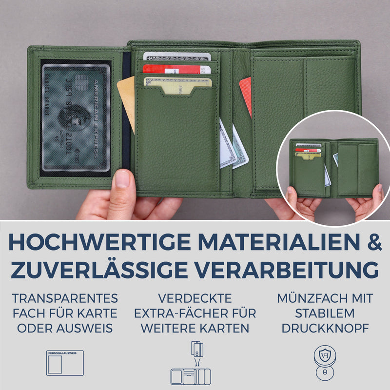 Geldbörse mit RFID-Schutz & 11 Kartenfächer (Genarbt)