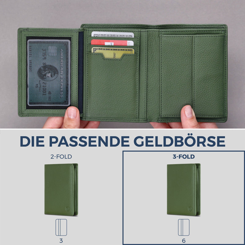 Geldbörse mit RFID-Schutz & 11 Kartenfächer (Genarbt)