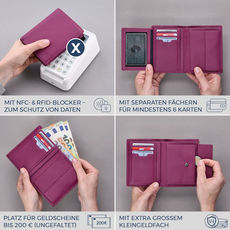 Geldbörse mit RFID-Schutz & 11 Kartenfächer (Genarbt)