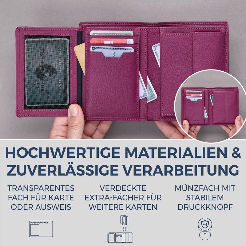 Geldbörse mit RFID-Schutz & 11 Kartenfächer (Genarbt)