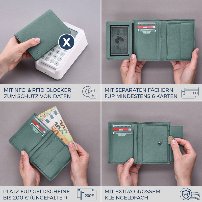 Geldbörse mit RFID-Schutz & 11 Kartenfächer (Genarbt)