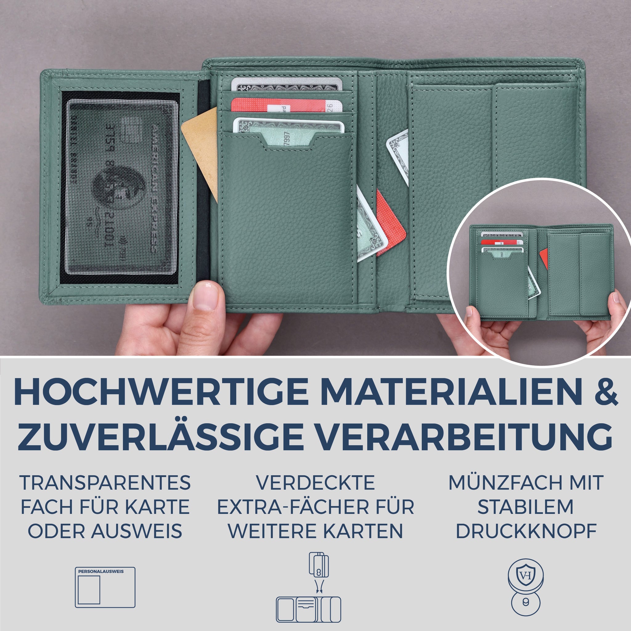 Geldbörse mit RFID-Schutz & 11 Kartenfächer (Genarbt)