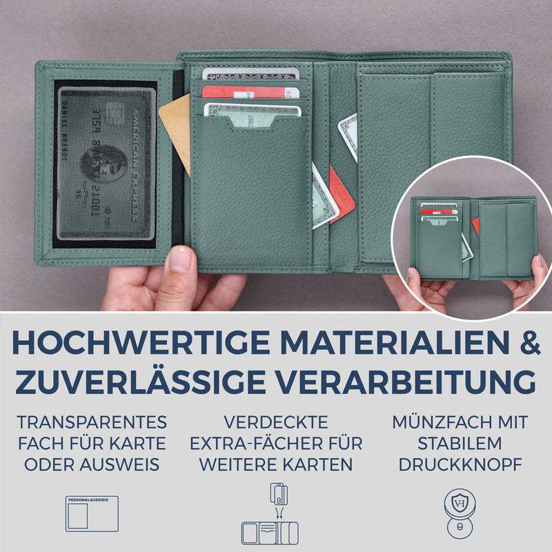 Geldbörse mit RFID-Schutz & 11 Kartenfächer (Genarbt)