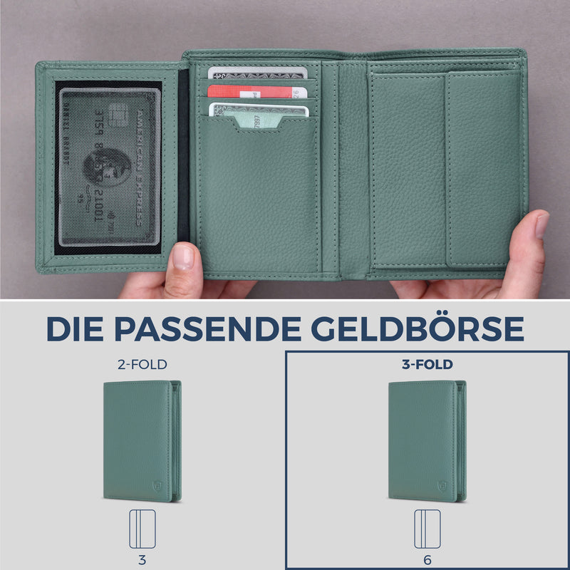 Geldbörse mit RFID-Schutz & 11 Kartenfächer (Genarbt)