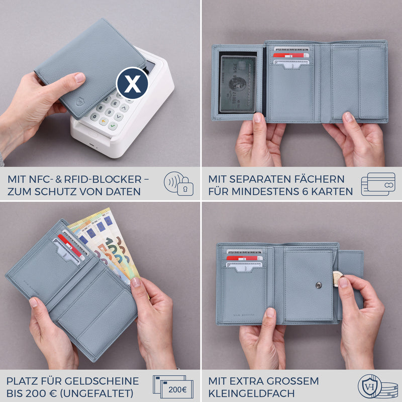 Geldbörse mit RFID-Schutz & 11 Kartenfächer (Genarbt)