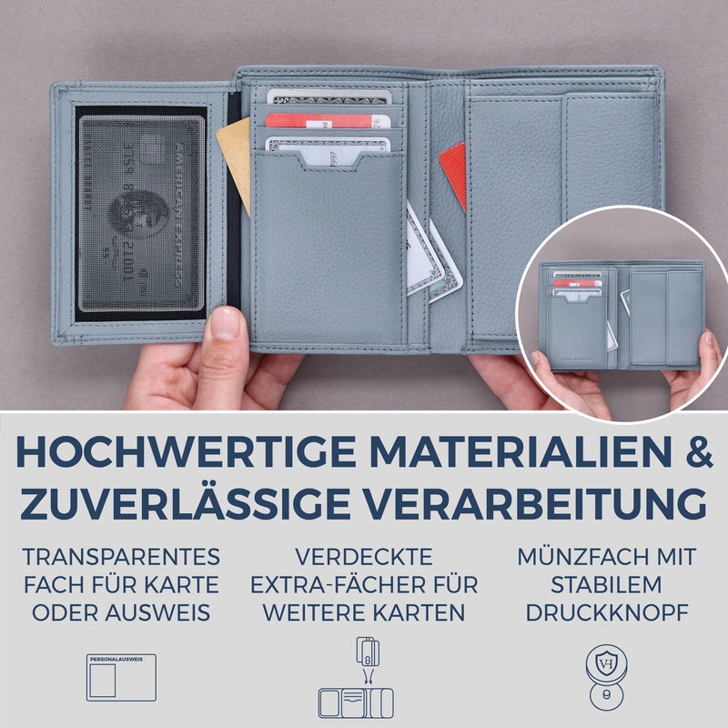 Geldbörse mit RFID-Schutz & 11 Kartenfächer (Genarbt)