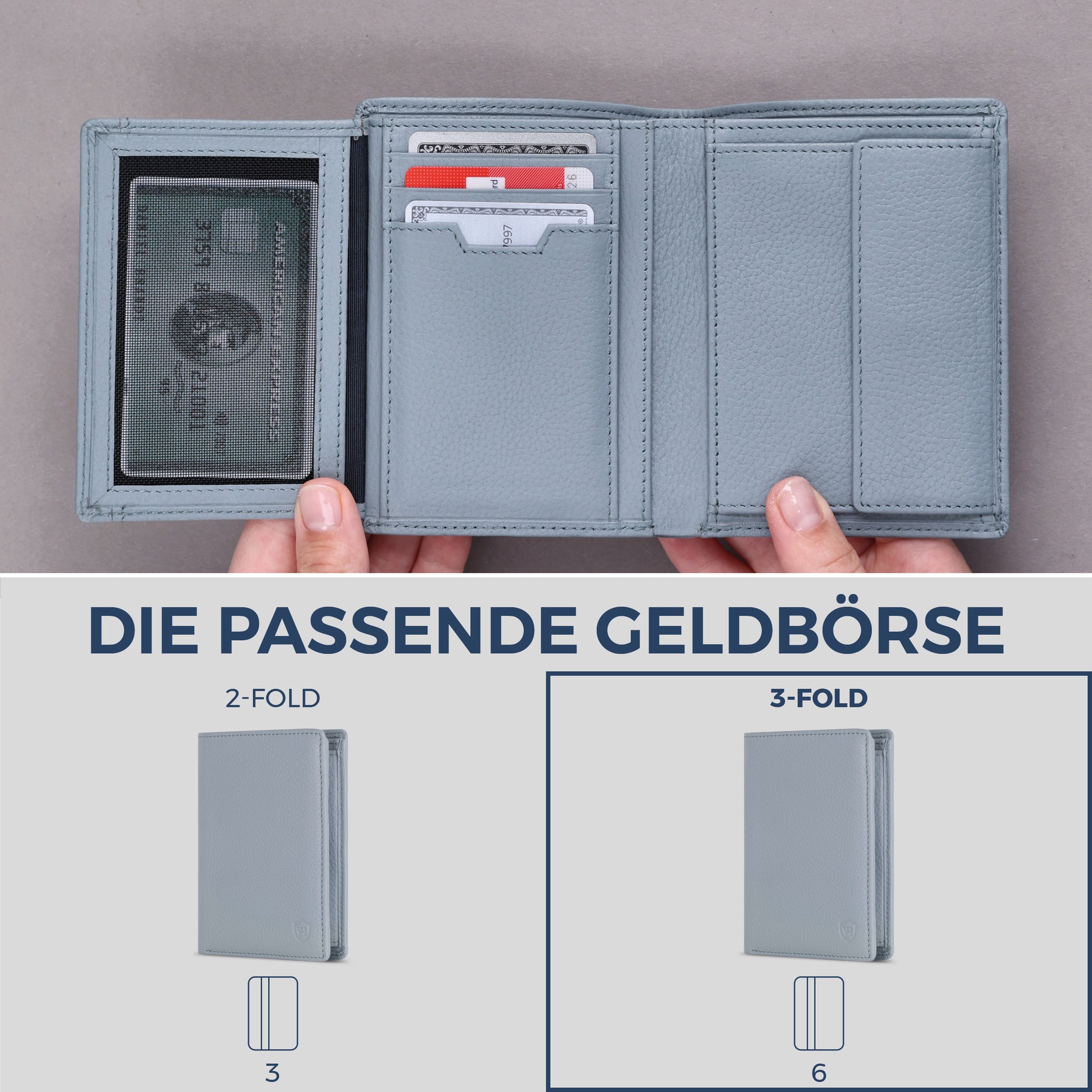 Geldbörse mit RFID-Schutz & 11 Kartenfächer (Genarbt)