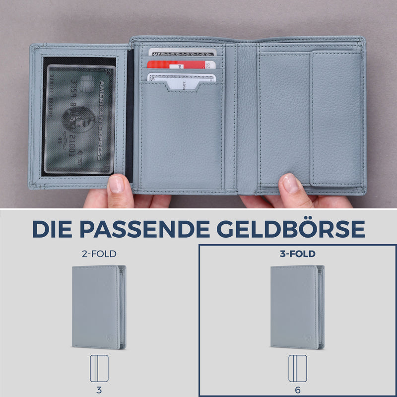 Geldbörse mit RFID-Schutz & 11 Kartenfächer (Genarbt)