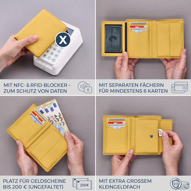 Geldbörse mit RFID-Schutz & 11 Kartenfächer (Genarbt)