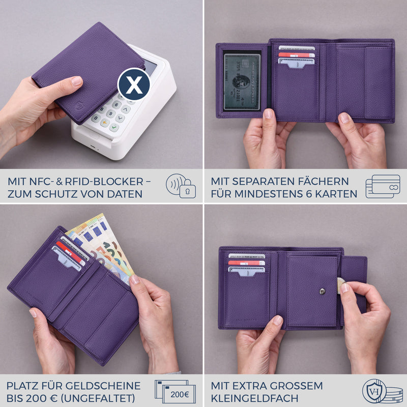 Geldbörse mit RFID-Schutz & 11 Kartenfächer (Genarbt)