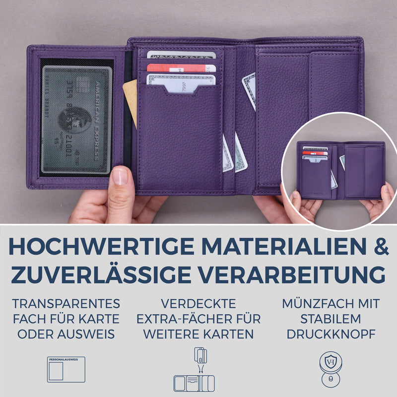 Geldbörse mit RFID-Schutz & 11 Kartenfächer (Genarbt)