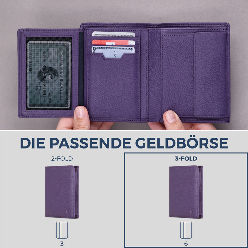 Geldbörse mit RFID-Schutz & 11 Kartenfächer (Genarbt)