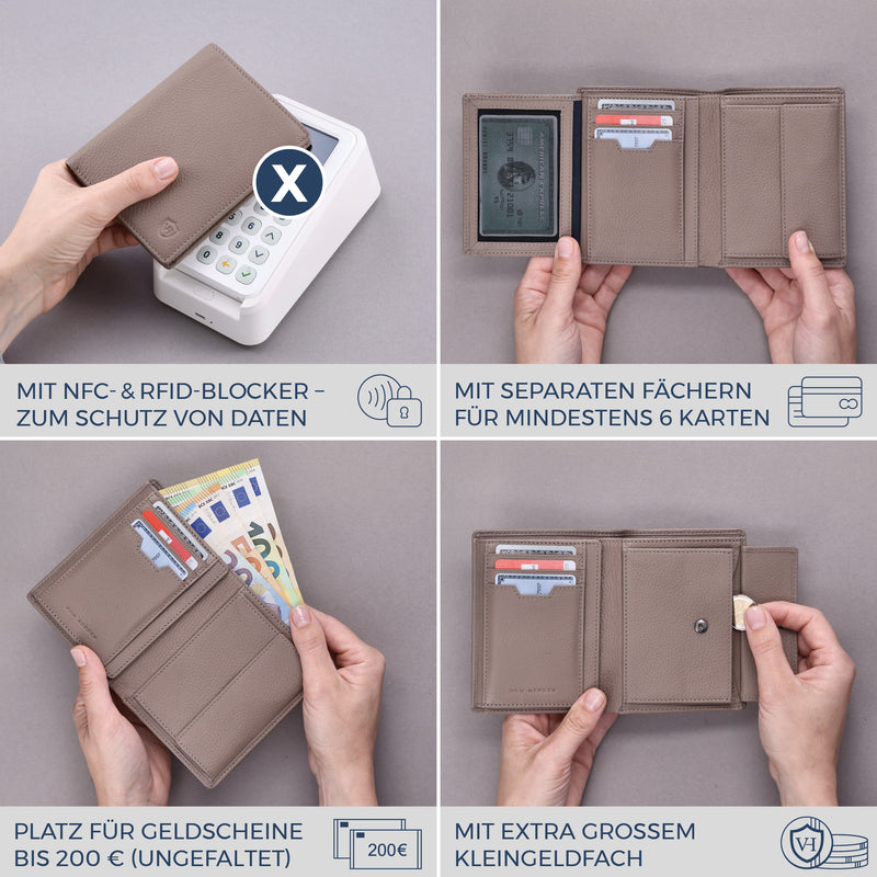 Geldbörse mit RFID-Schutz & 11 Kartenfächer (Genarbt)