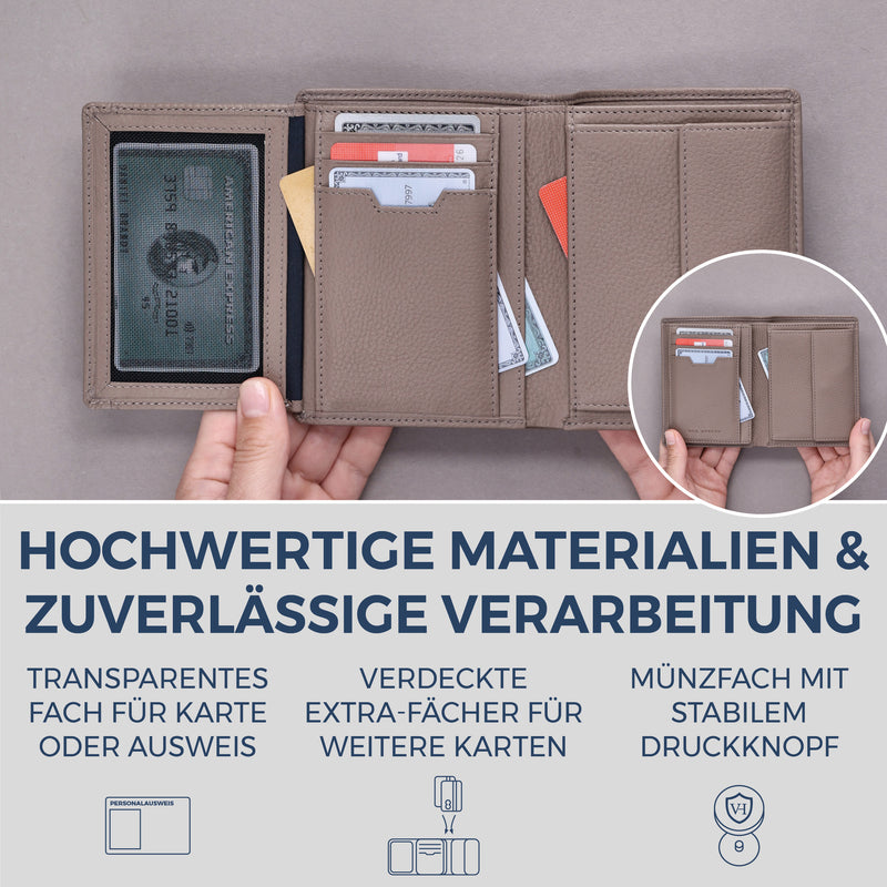Geldbörse mit RFID-Schutz & 11 Kartenfächer (Genarbt)