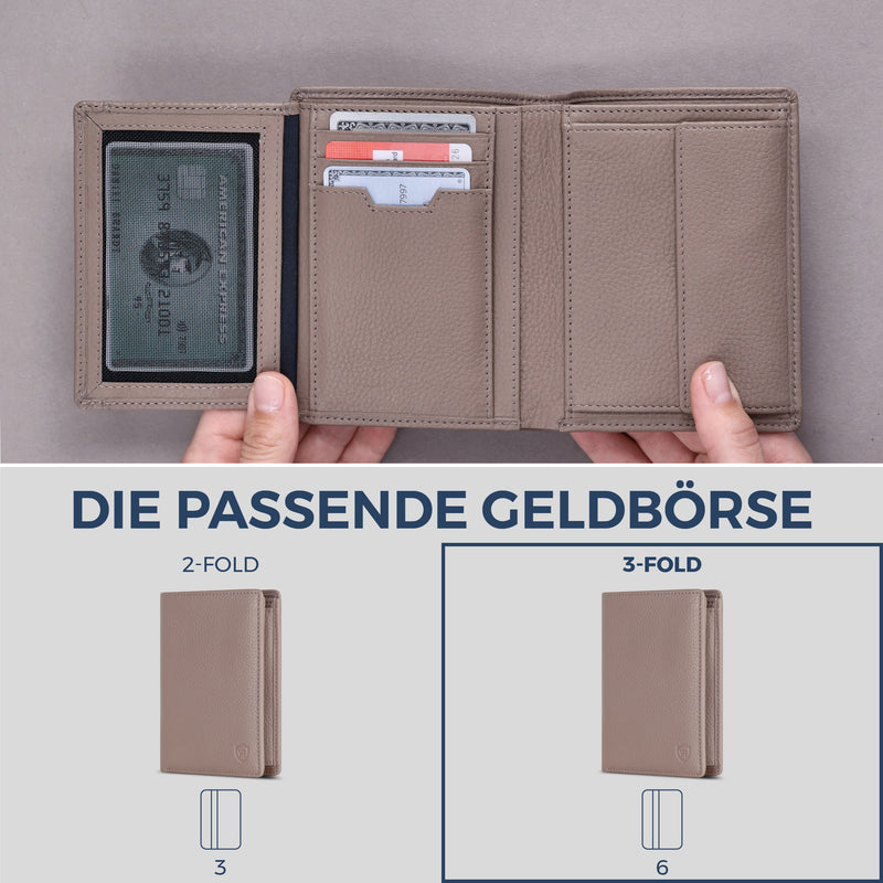 Geldbörse mit RFID-Schutz & 11 Kartenfächer (Genarbt)