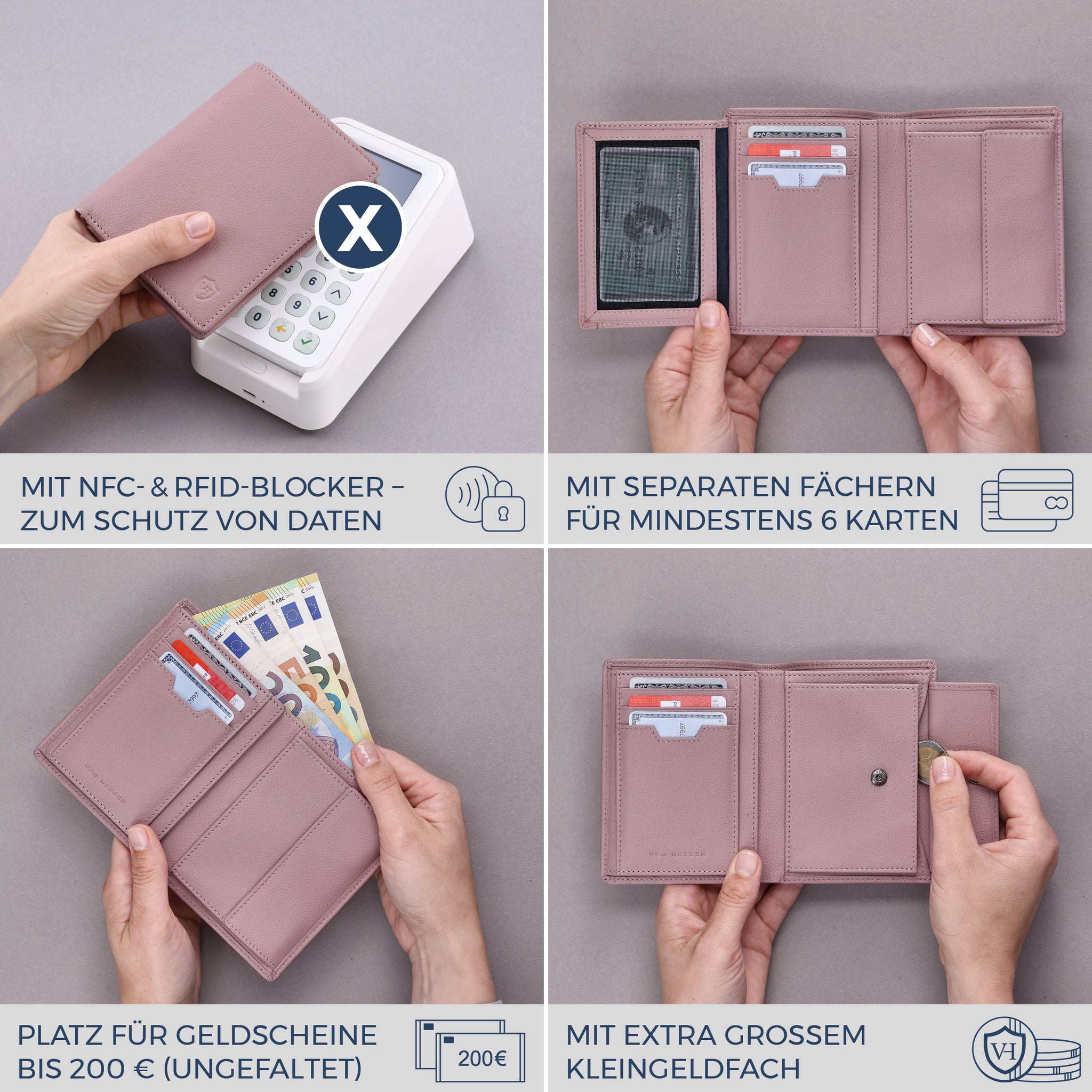 Geldbörse mit RFID-Schutz & 11 Kartenfächer (Genarbt)